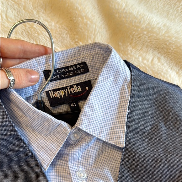 Boys Blue and Gray Vest Shirt Set - Picture 4 of 5